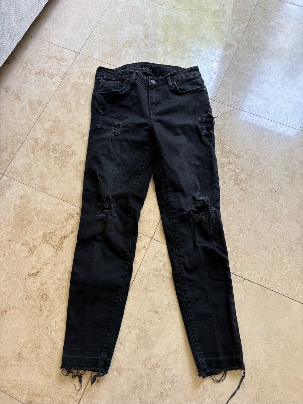 Zara Black Distressed Skinny Jeans